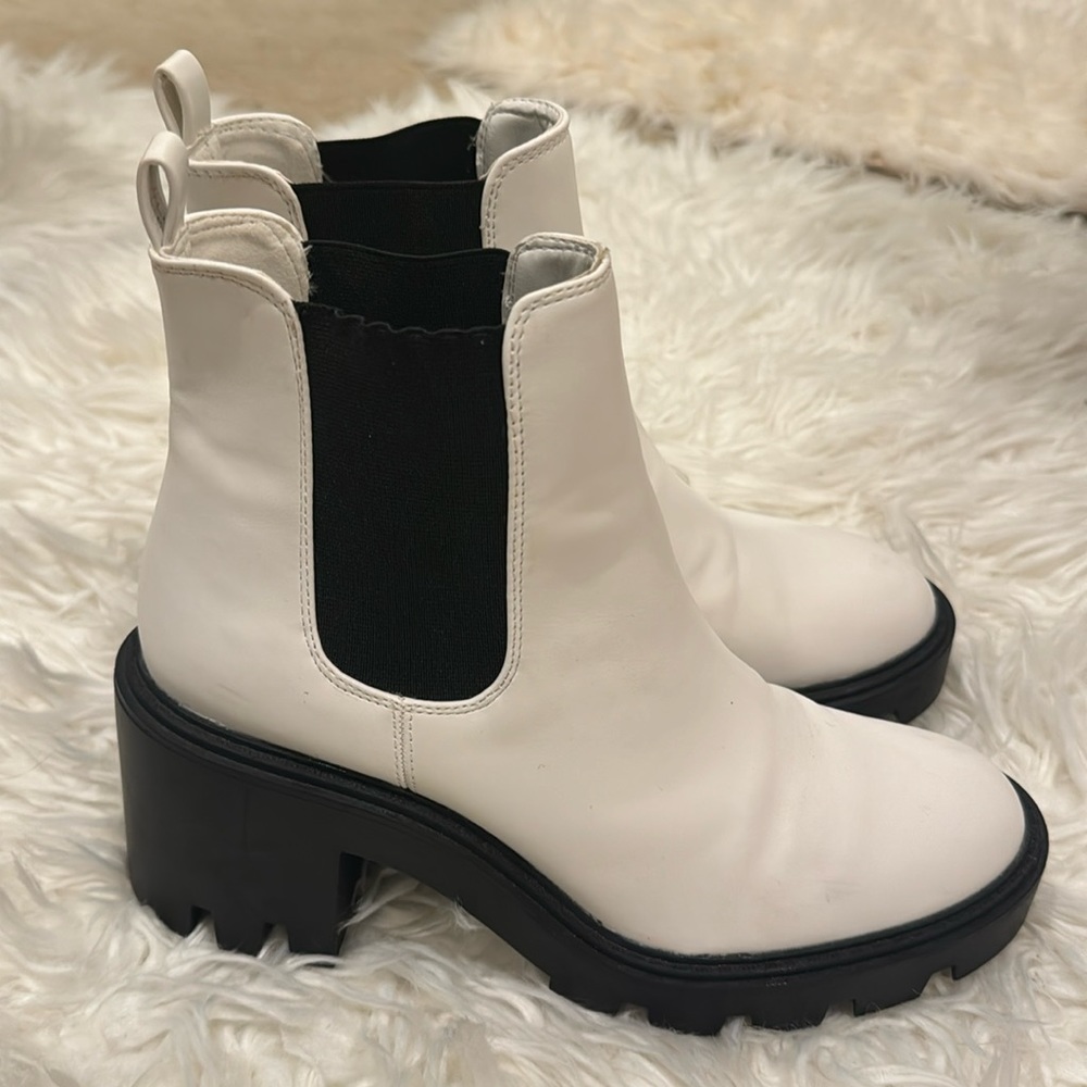 White faux leather boots size 8